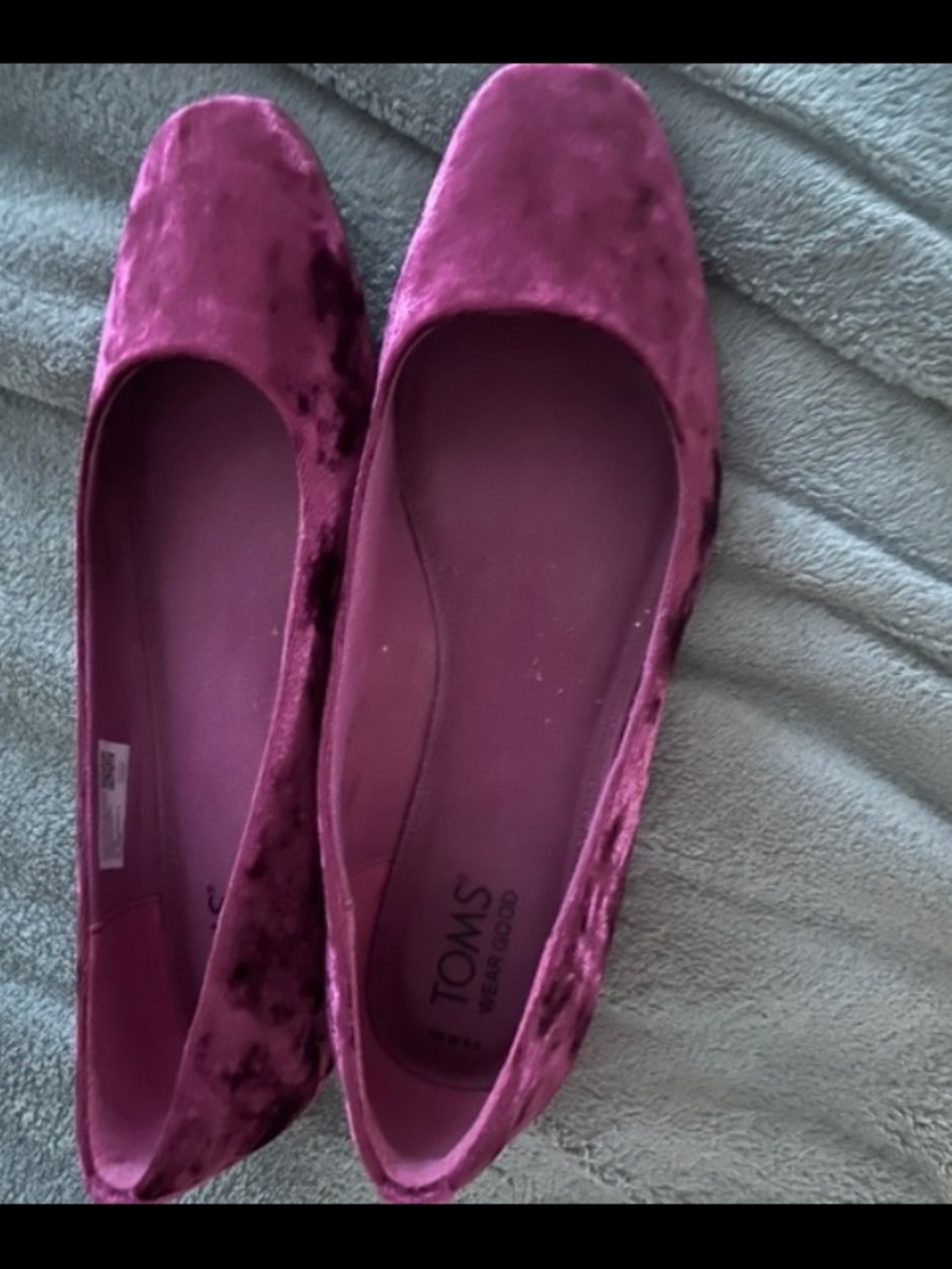 Toms Velvet Ballet Flats in Berry Magenta - Picture 4 of 5